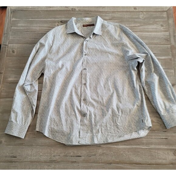 Perry Ellis Men's Long Sleeve Dress Shirt Gray & White Button Up Size XXL - Picture 2 of 8